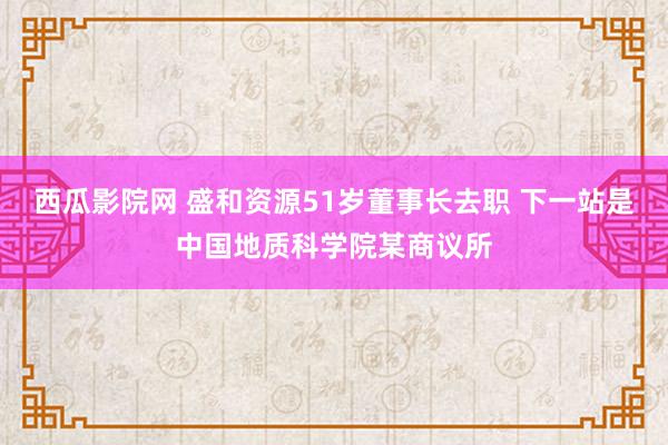 西瓜影院网 盛和资源51岁董事长去职 下一站是中国地质科学院某商议所