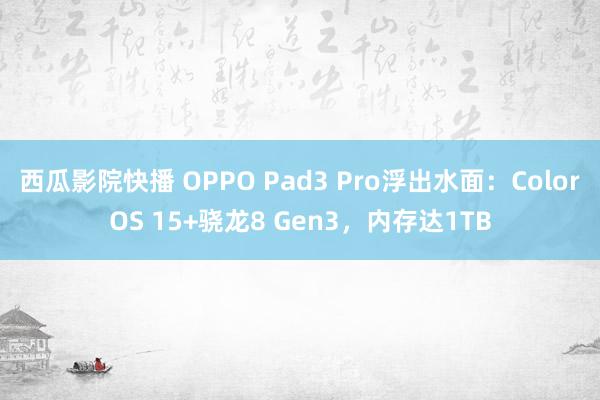 西瓜影院快播 OPPO Pad3 Pro浮出水面：ColorOS 15+骁龙8 Gen3，内存达1TB