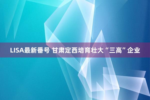 LISA最新番号 甘肃定西培育壮大“三高”企业